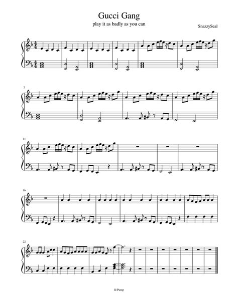 gucci gang piano sheet music|Gucci Gang .